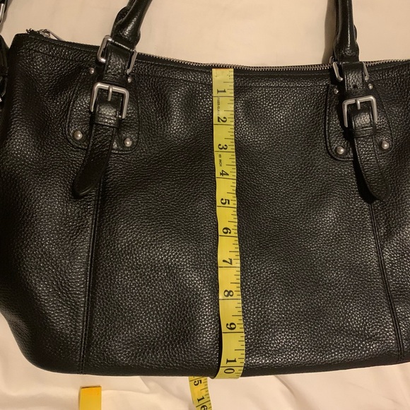 Heshe black genuine leather satchel handbag - Picture 10 of 15